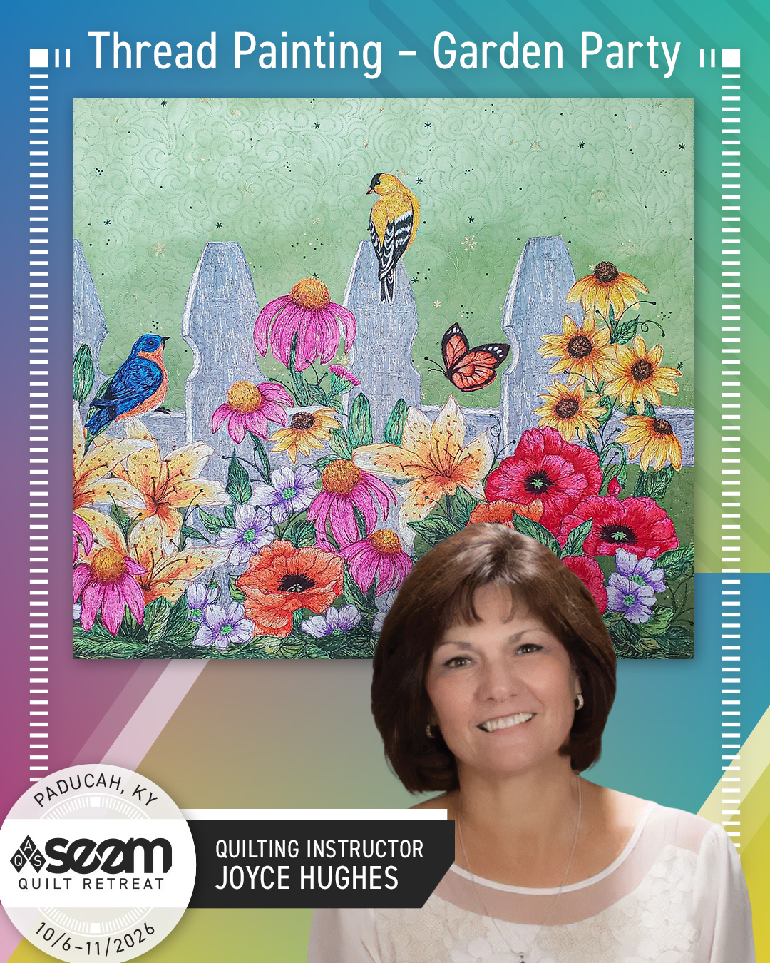 Thread Painting – Garden Party Joyce Hughes