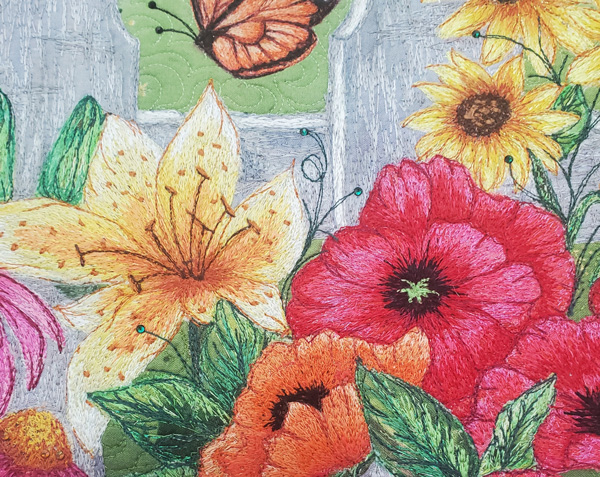 Thread Painting – Garden Party Detail